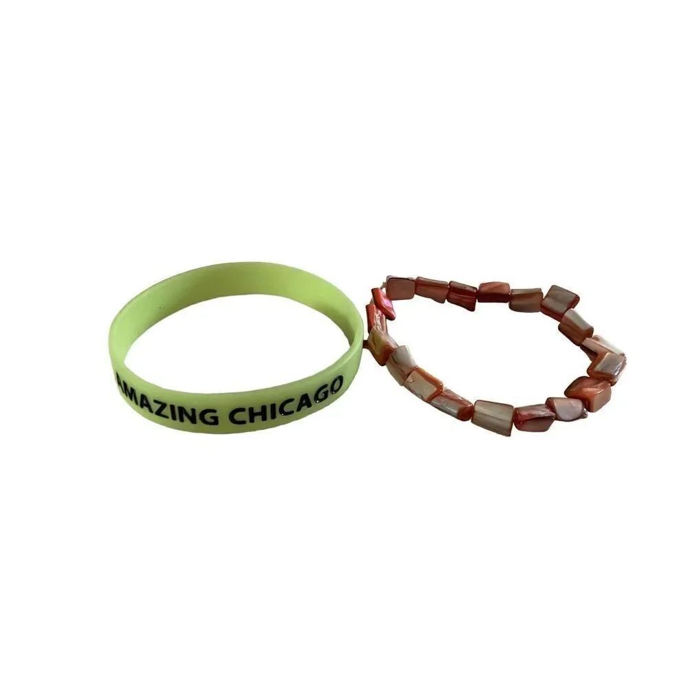 Lot of 2 Vintage Bracelets Chicago Stones Stretch Jewelry